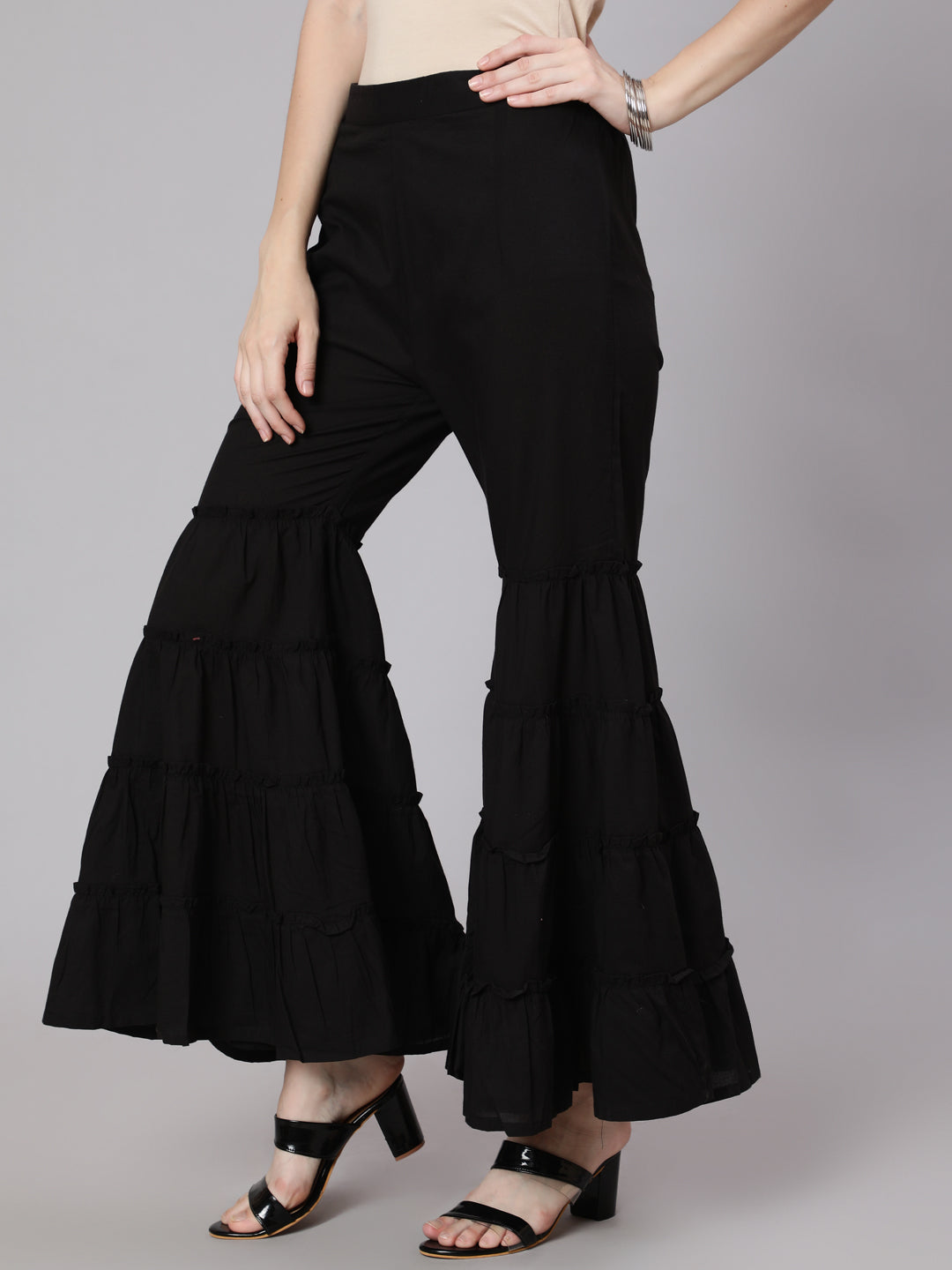 Black Embellished Top With Sharara Pants Design by Esha Koul at Pernia's  Pop Up Shop 2024